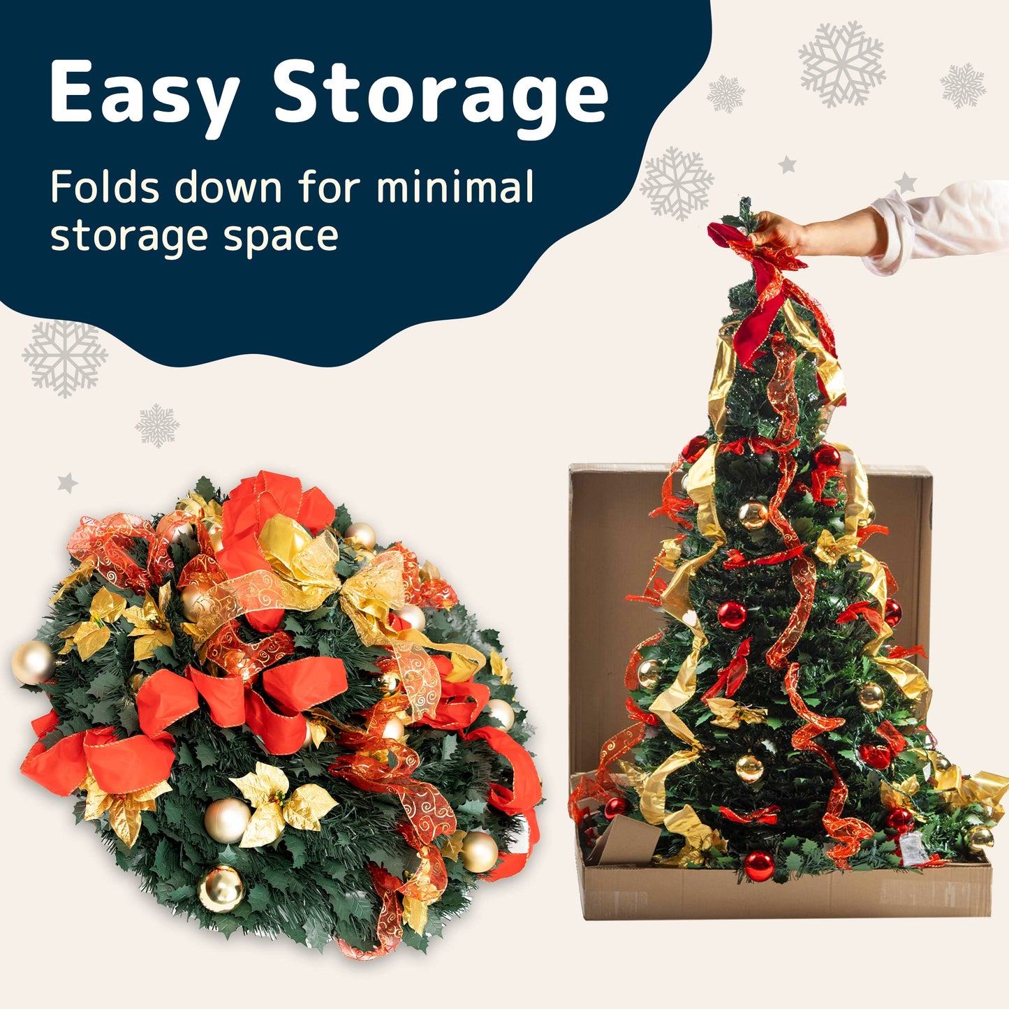 6 Ft Prelit Full Christmas Tree Decor,Fire-Resistant Collapsible