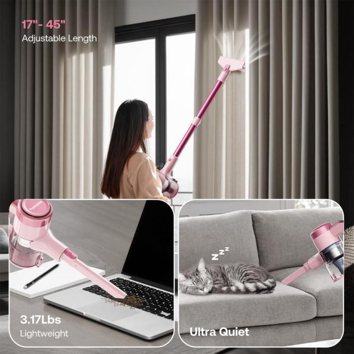 Homeika 300W Cordless Vacuum Cleaner - 23KPa Suction, 48min Runtime, LED Display, Sofa Brush for Hard Floor, Carpet & Pet Hair