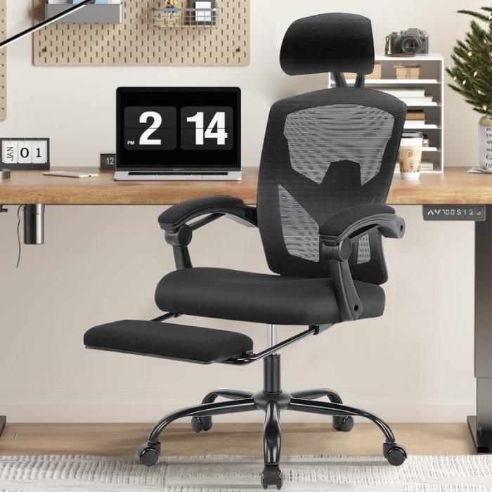 Ergonomic High Back Office Chair with Lumbar Support & Adjustable Headrest (Optional Footrest)