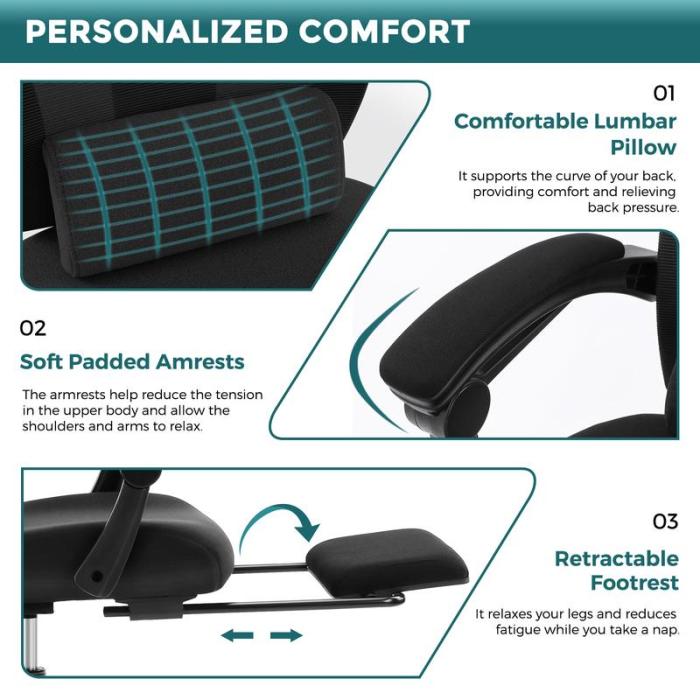 Ergonomic High Back Office Chair with Lumbar Support & Adjustable Headrest (Optional Footrest)