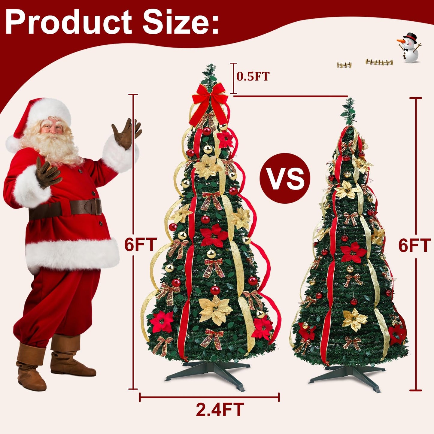 6 Ft Prelit Full Christmas Tree Decor,Fire-Resistant Collapsible