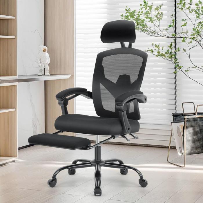 Ergonomic High Back Office Chair with Lumbar Support & Adjustable Headrest (Optional Footrest)