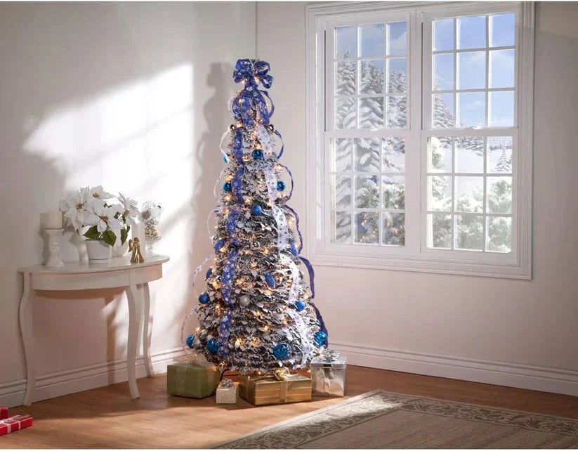 6 Ft Prelit Full Christmas Tree Decor,Fire-Resistant Collapsible