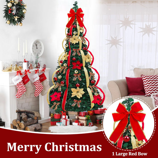 6 Ft Prelit Full Christmas Tree Decor,Fire-Resistant Collapsible