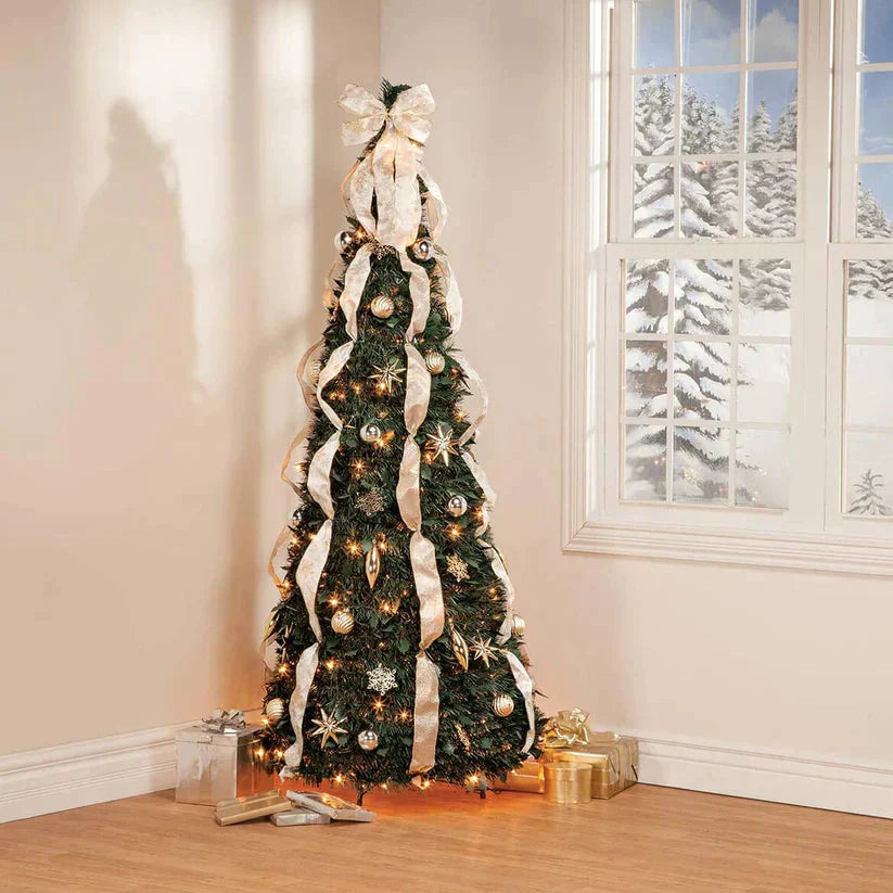 6 Ft Prelit Full Christmas Tree Decor,Fire-Resistant Collapsible