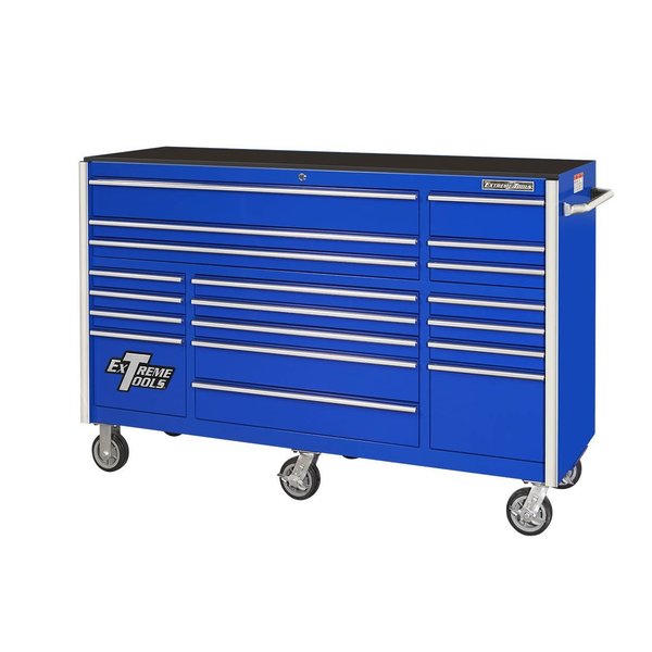 72W x 25D 19 Drawer Triple Bank Roller Cabinet Blue